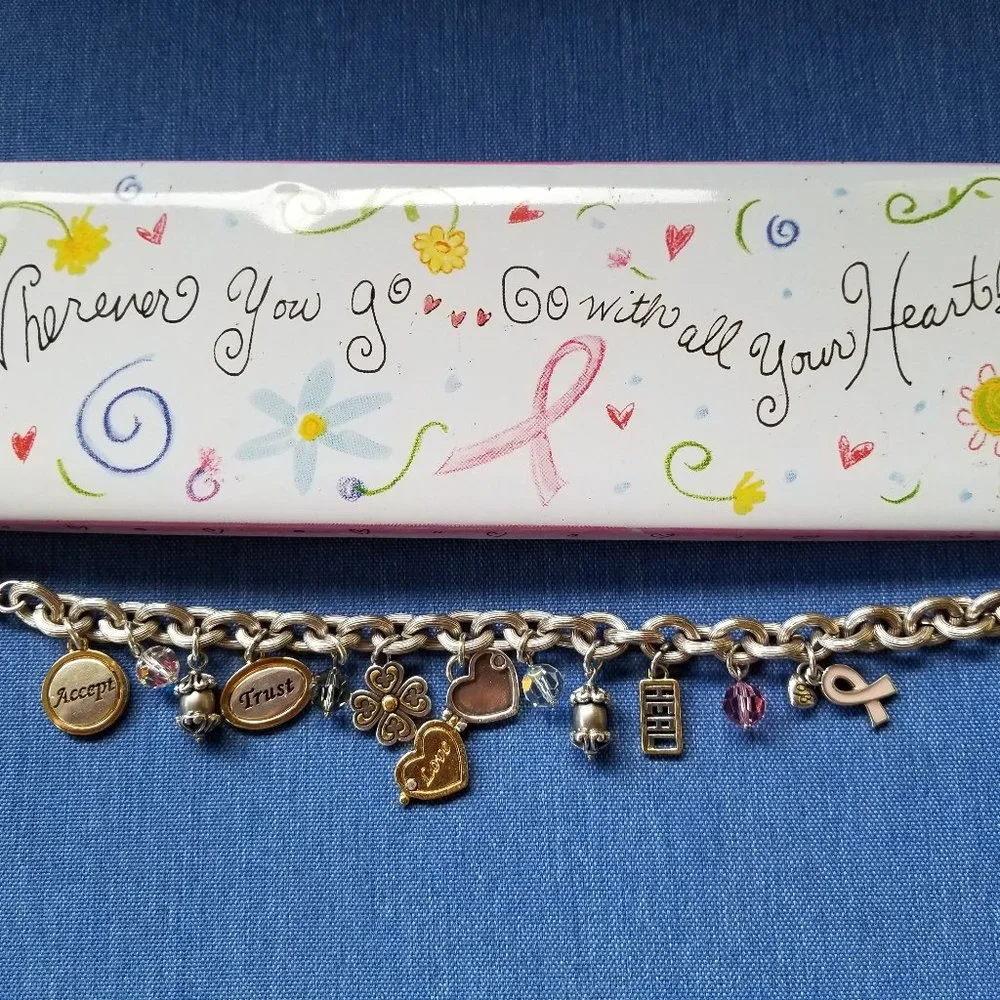 🩷BOGO* Brighton Y2K Vintage Breast Cancer Encouragement Charm Bracelet - GPC🩷 - Picture 14 of 16